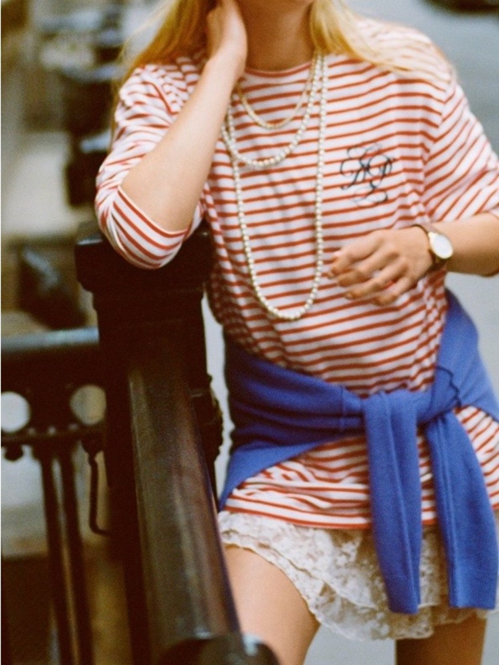 Anthropologie Red and White Striped Long-Sleeve Tee